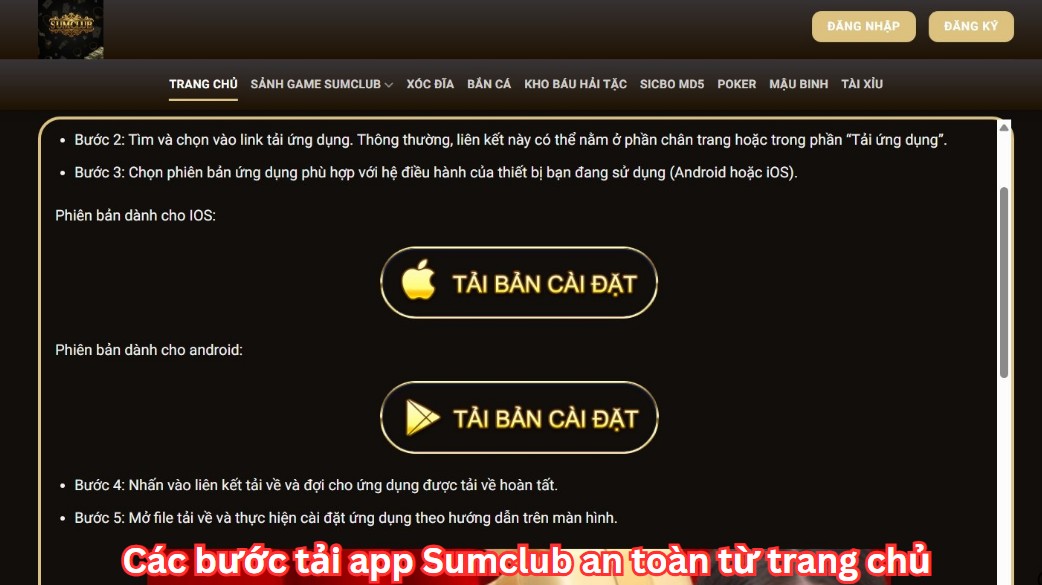 Các bước tải app Sumclub an toàn từ trang chủ